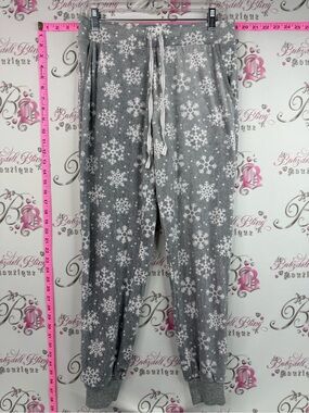 Nautica fleece soft pants grey & White Snowflake Knit Lounge Pajama Pants